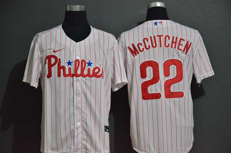 Men%27s Philadelphia Phillies #22 Andrew McCutchen White Stitched MLB Cool Base Nike Jersey